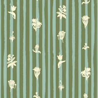 floral stripes sage green tapete