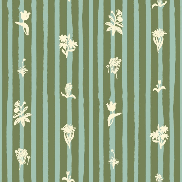 floral stripes sage green