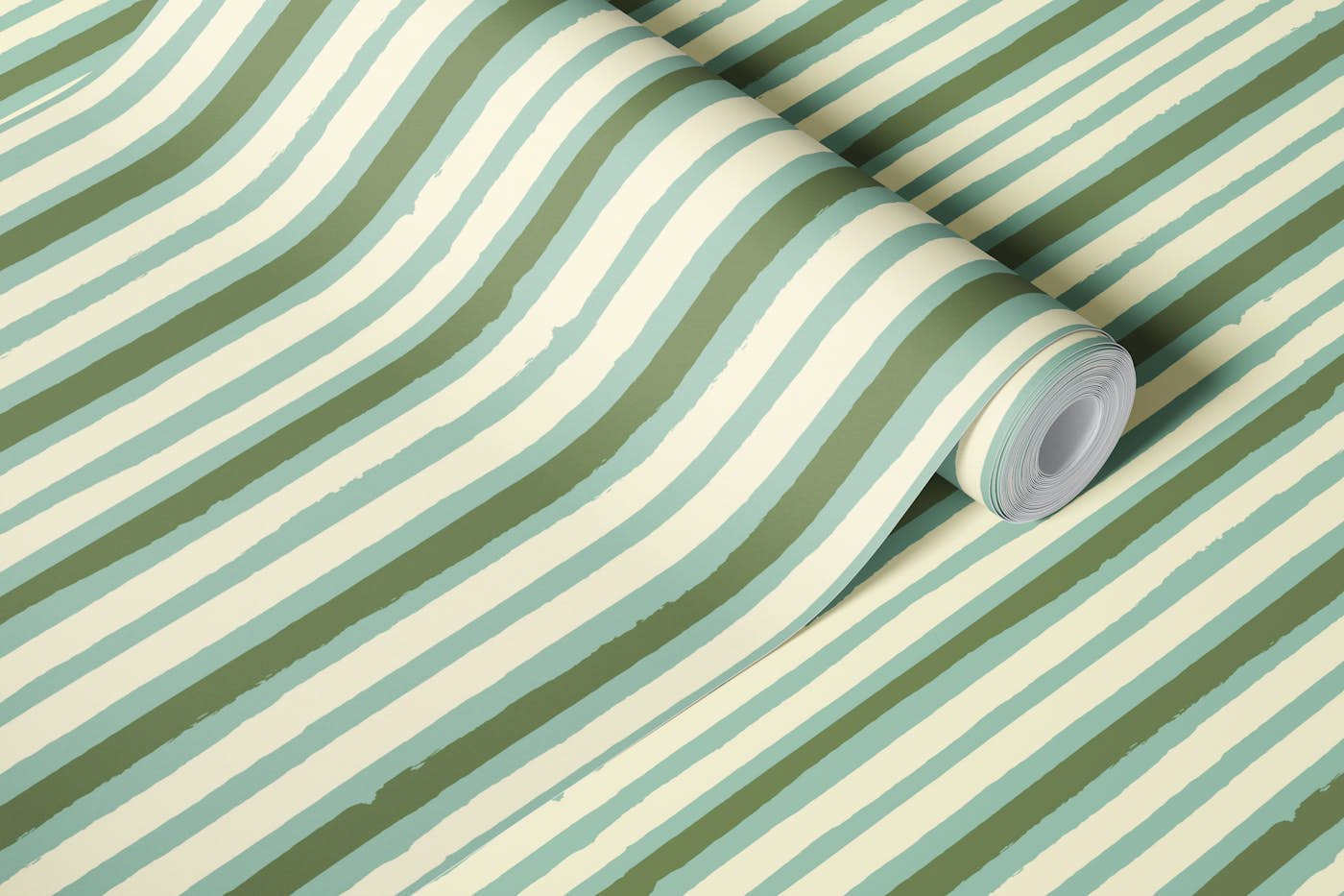 Irregular stripes sage green wallpaper roll