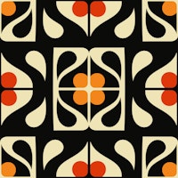 Retro abstract flowers tiles, 3085 A papel de parede