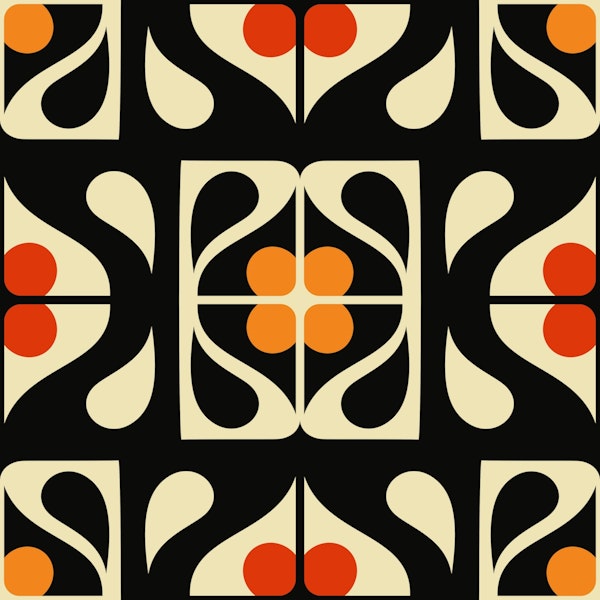 Retro abstract flowers tiles, 3085 A