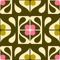 Retro abstract flowers tiles, 3085 D papel de parede
