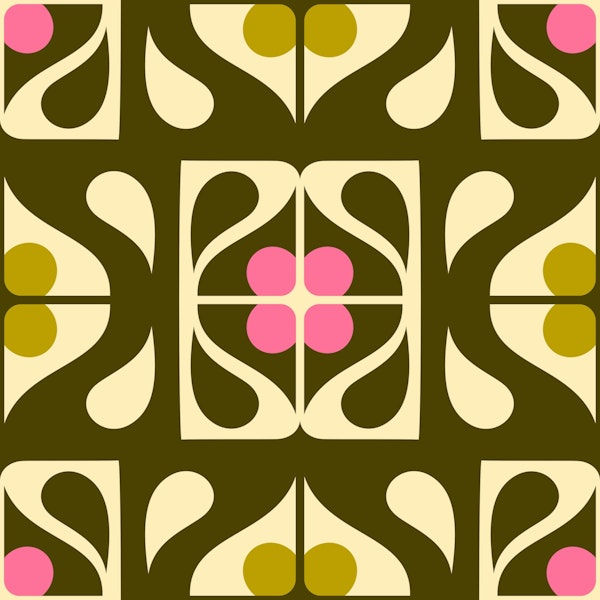Retro abstract flowers tiles, 3085 D
