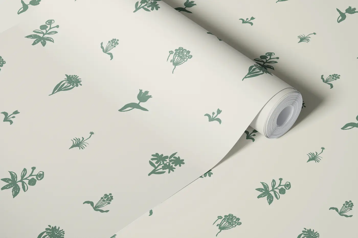 Hand Drawn Minimal Flower Silhouettes wallpaper roll