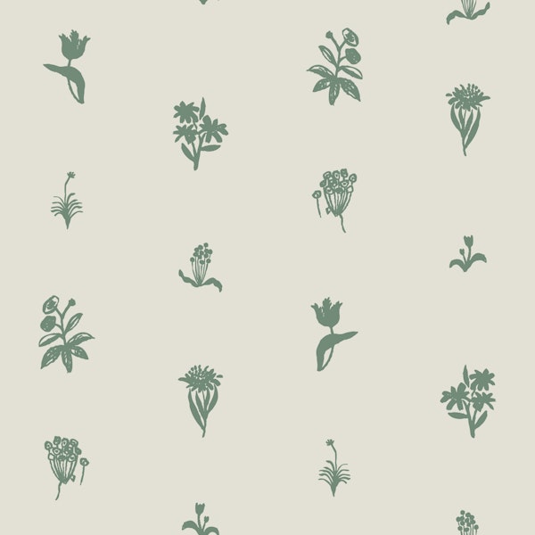 sparse floral sage green off-white