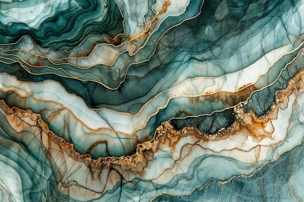 Magnific Marble Glam Teal Gold