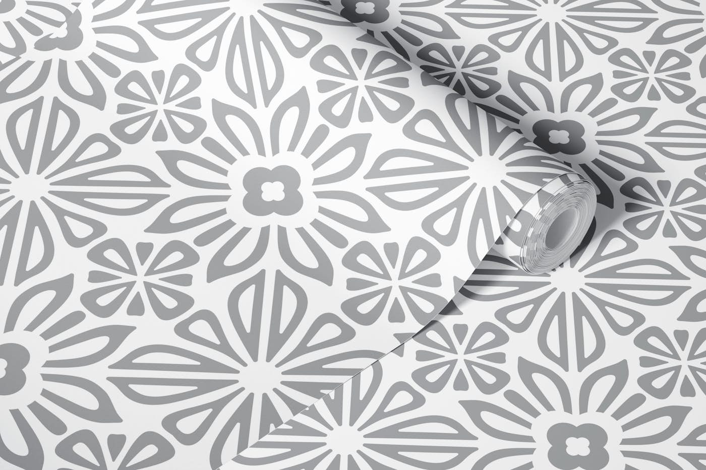 Grey floral mandala tiles / 3100C wallpaper roll