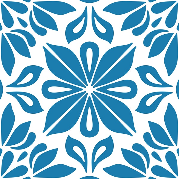 Blue floral mandala tiles / 3102B