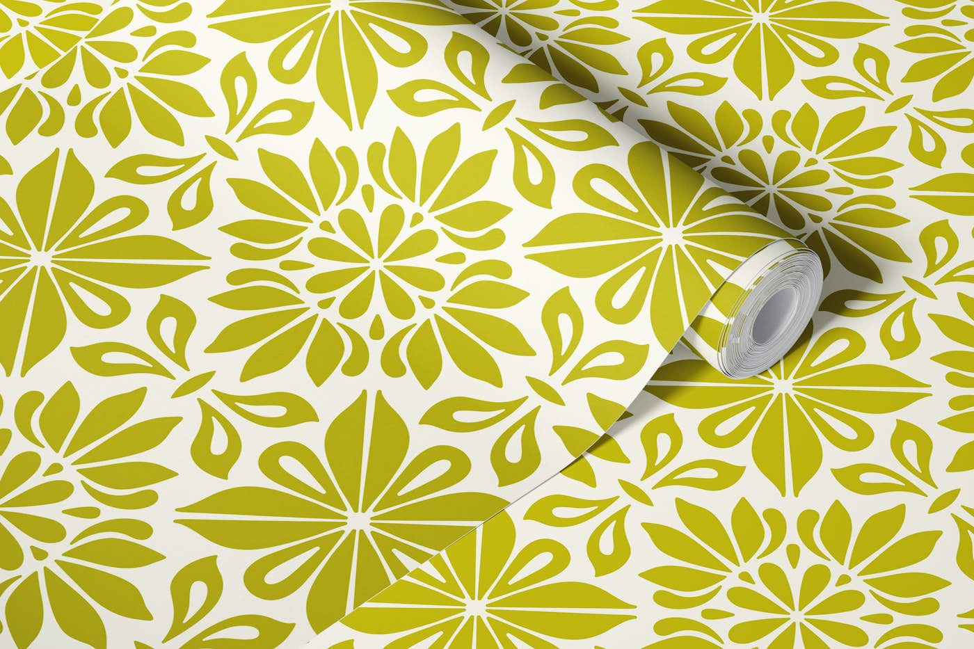 Sage green floral mandala tiles / 3102C wallpaper roll