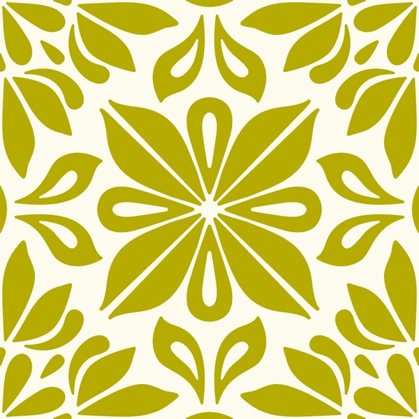 Sage green floral mandala tiles / 3102C
