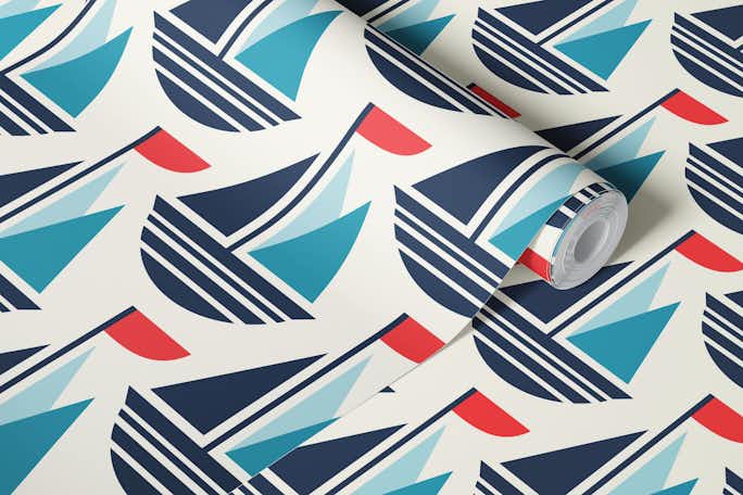 Boats pattern / 3103Awallpaper roll