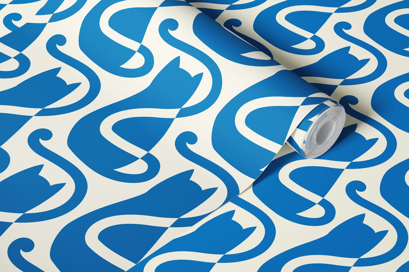 Blue cats pattern / 3104B wallpaper roll