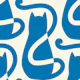 Blue cats pattern / 3104B