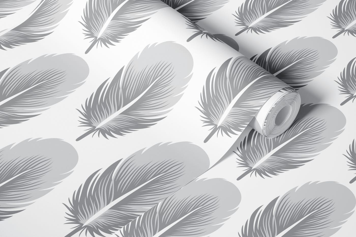 Silver grey feathers pattern / 3106 C wallpaper roll