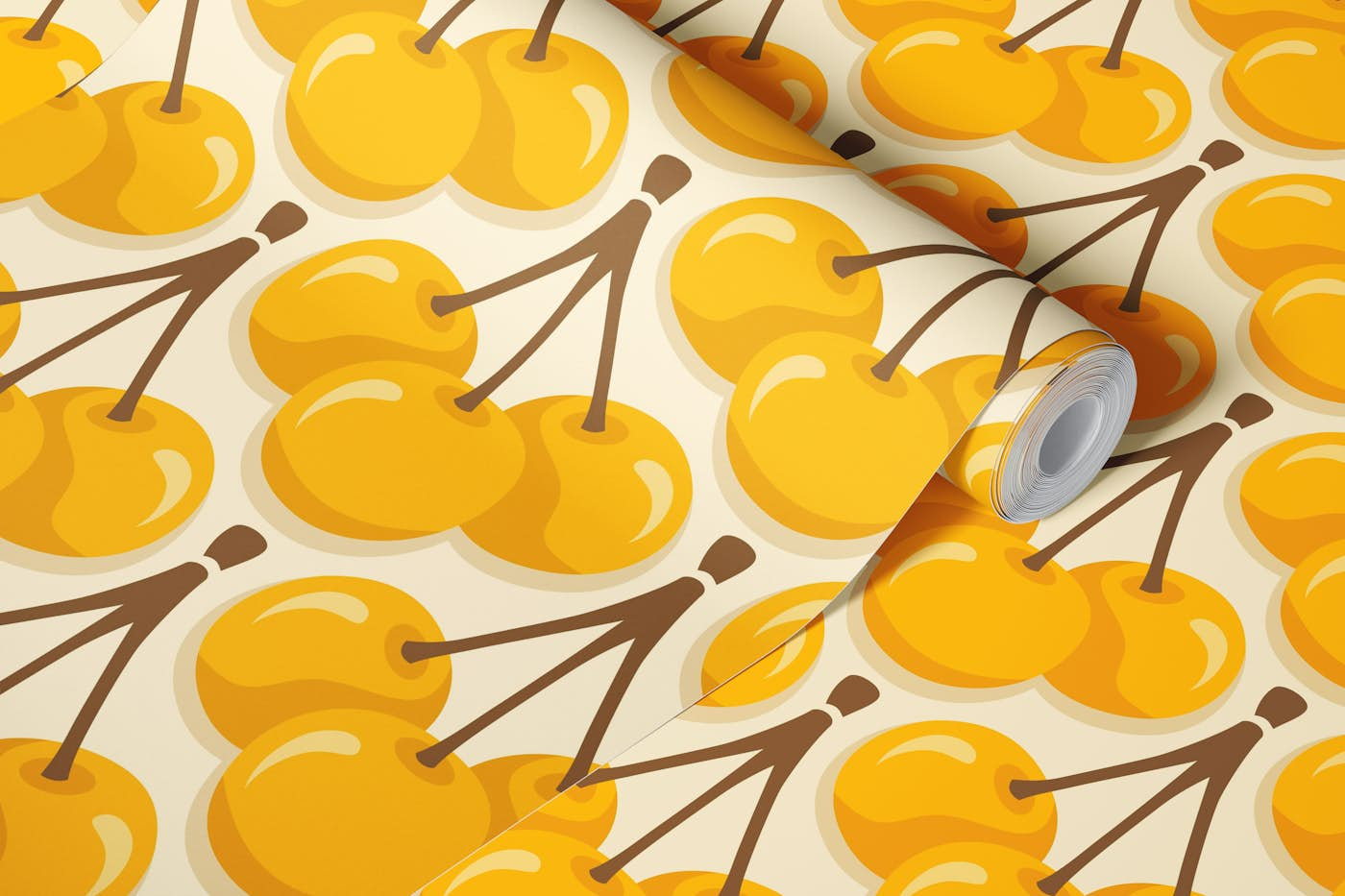 Juicy yellow cherries / 3116C wallpaper roll