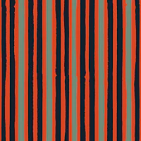 Boho stripes orange navy sage wallpaper