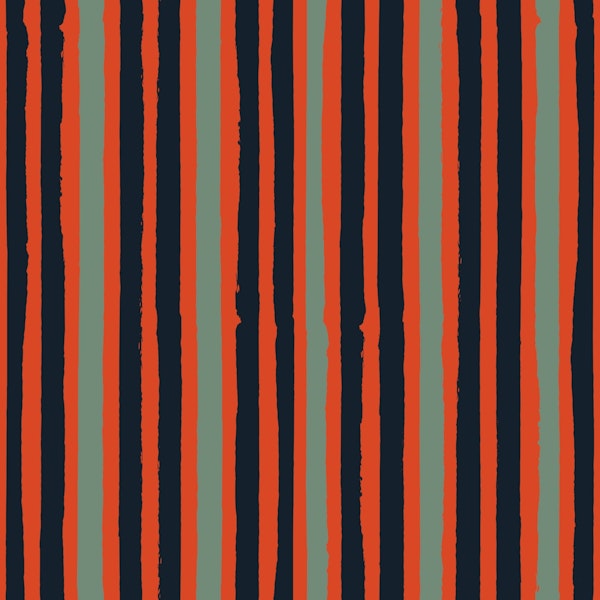 Boho stripes orange navy sage