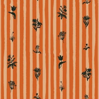 Stripes floral orange ταπετσαρία