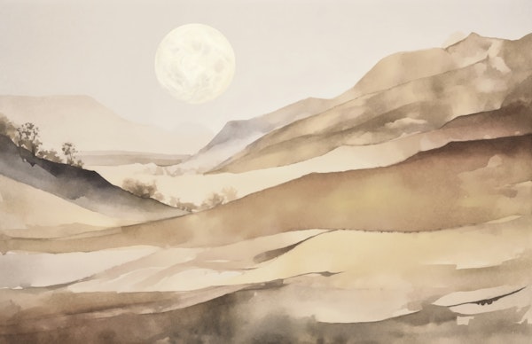 Prairie Hills Full Moon Landscape