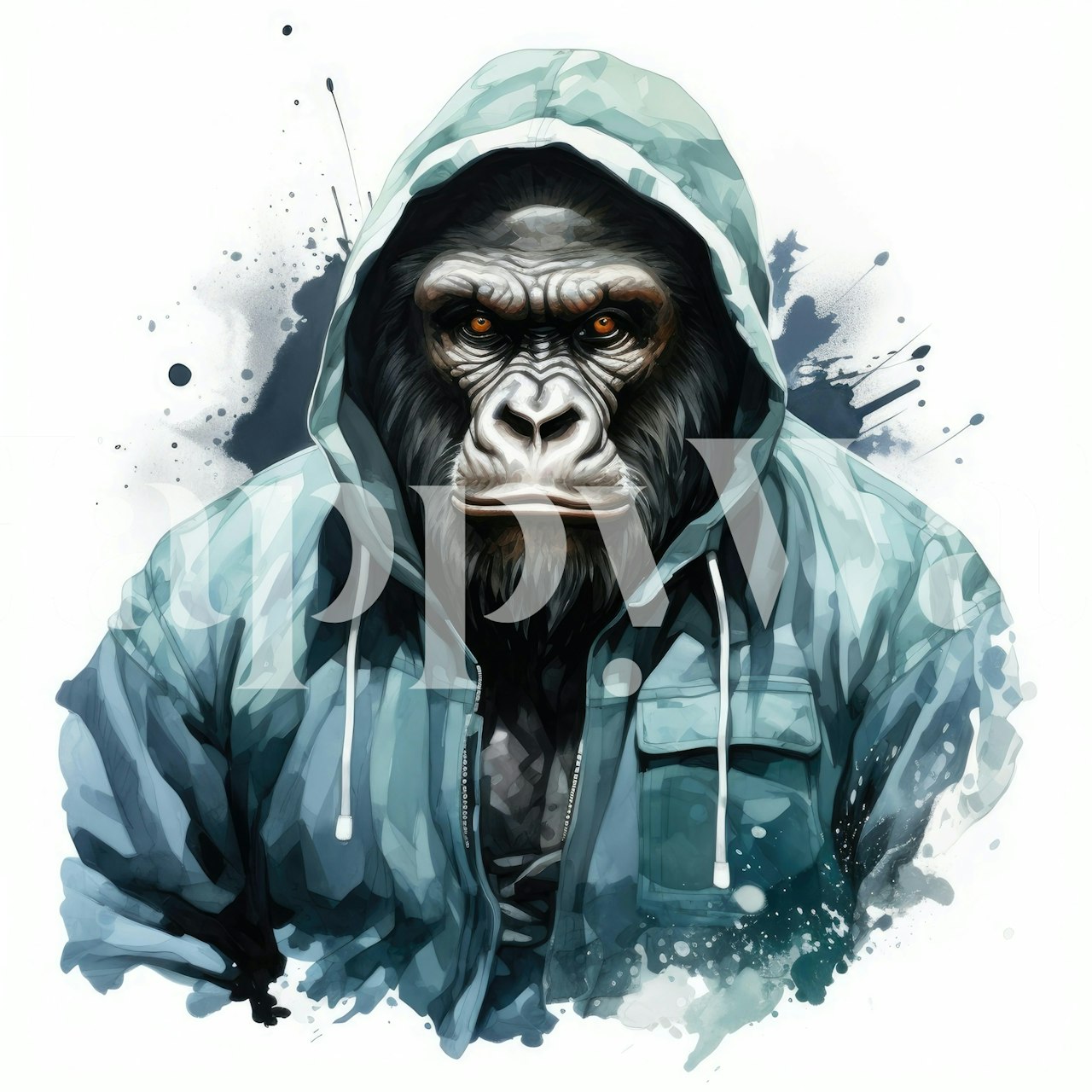 Watercolor Cartoon Gorilla in a Hoodie tapeta