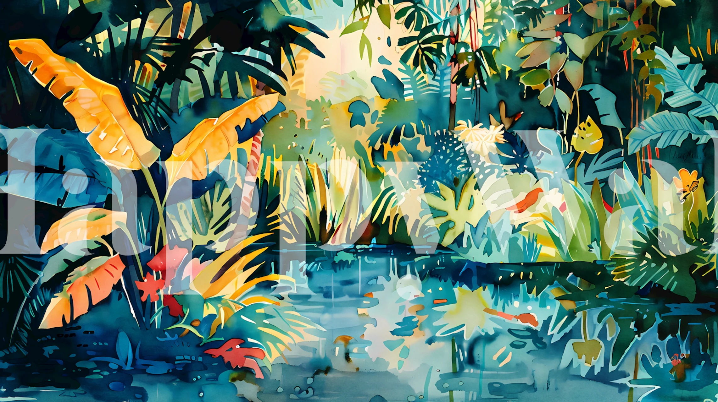 Tropical Garden 28 wallpaper in a room