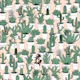 Succulents - green and white on buff pink