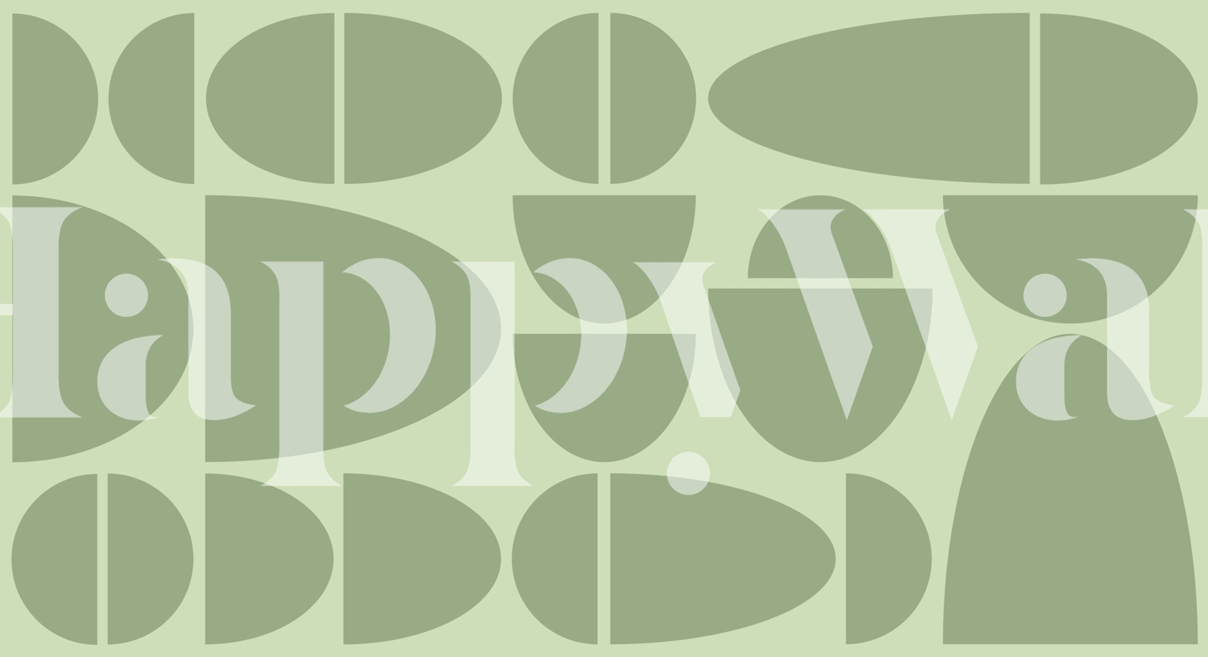 Geometric shapes in sage green on light green wallpaper