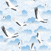 Flying Cranes on a Cloudy Sky 2 wallpaper