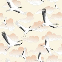 Flying Cranes on a Cloudy Sky 3 wallpaper