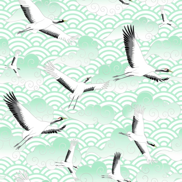 Flying Cranes on a Cloudy Sky 5