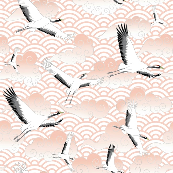 Flying Cranes on a Cloudy Sky 6