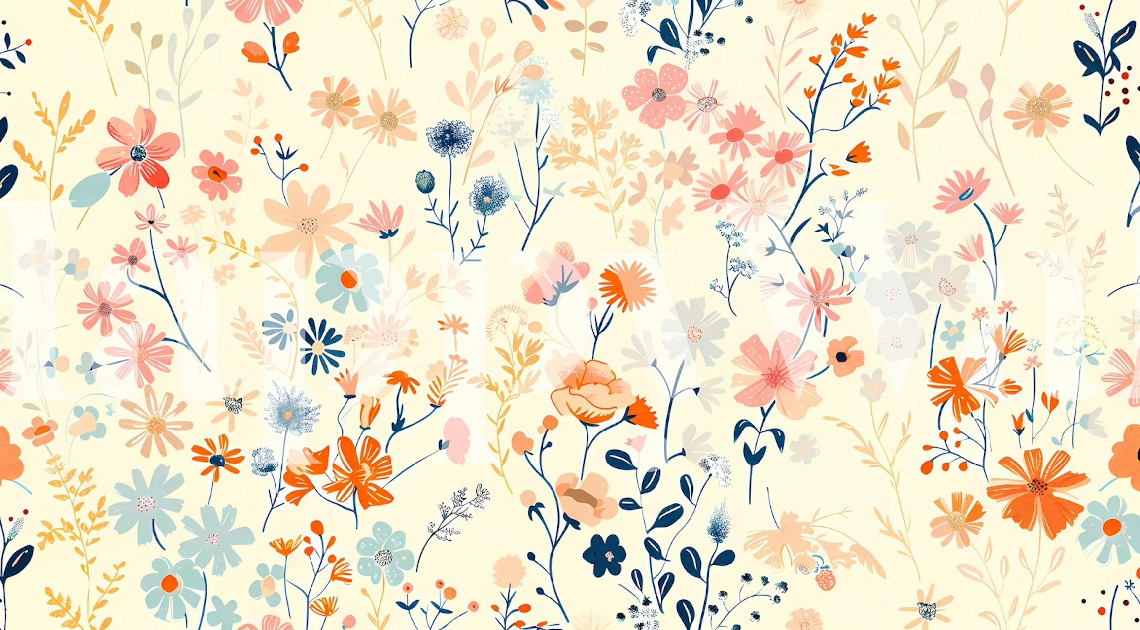 Floral wallpaper design in a room