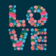 Flowered Love Floral Lettering Blue Lg Square