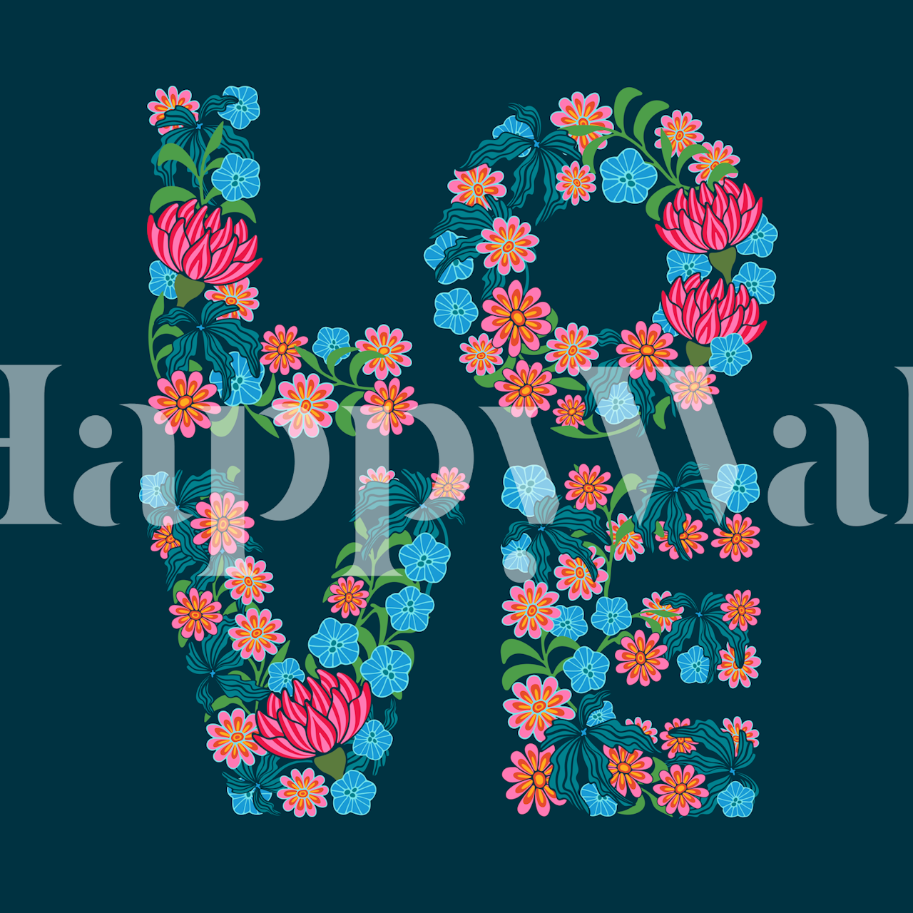 Dizajn Cvjetnog Zida S Riječi Love