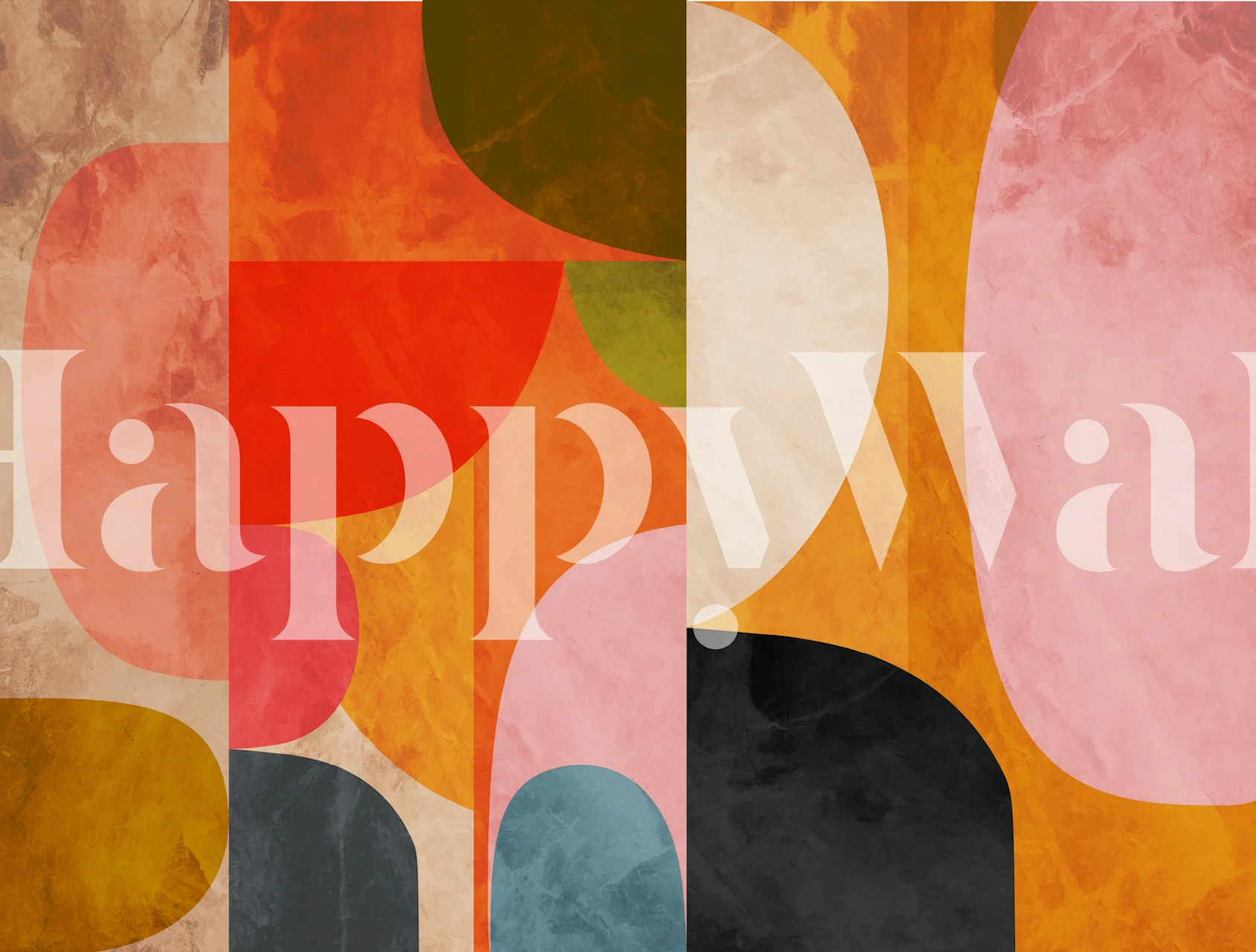 Design de papel de parede Rounded Pieces 8 em um quarto