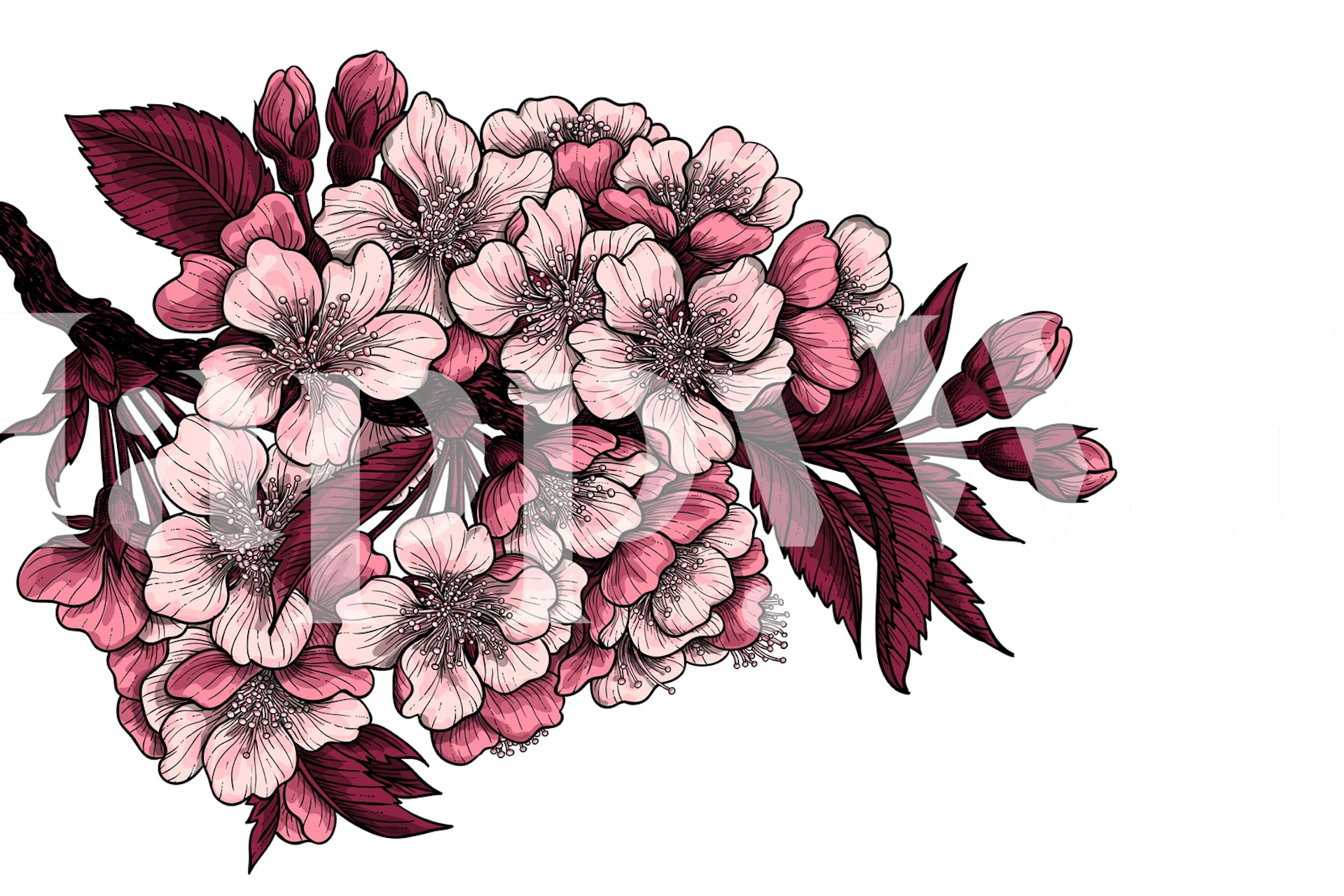 Carta da parati Cherry blossom branch in una stanza