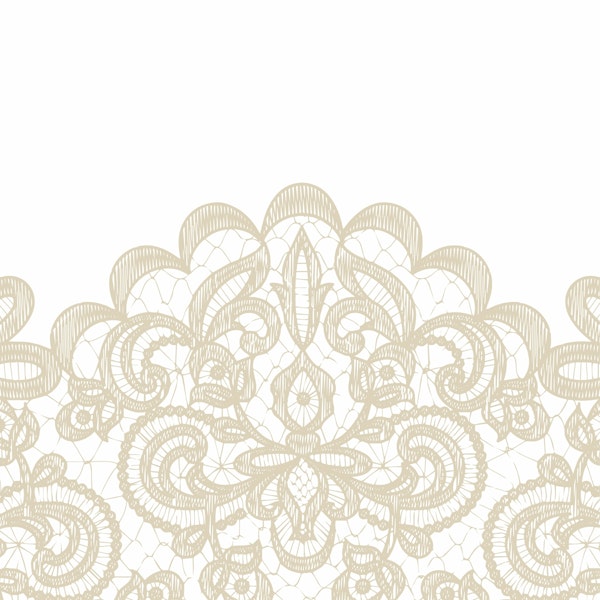 Tan nude lace pattern white wall