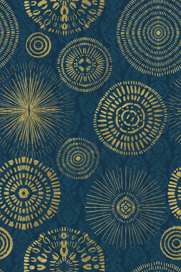 Graceful Boho Circles Gold Teal