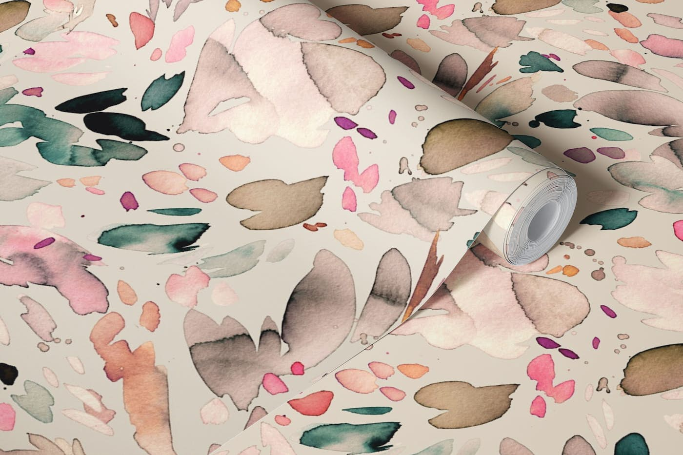 Abstract flower petals Beige wallpaper roll