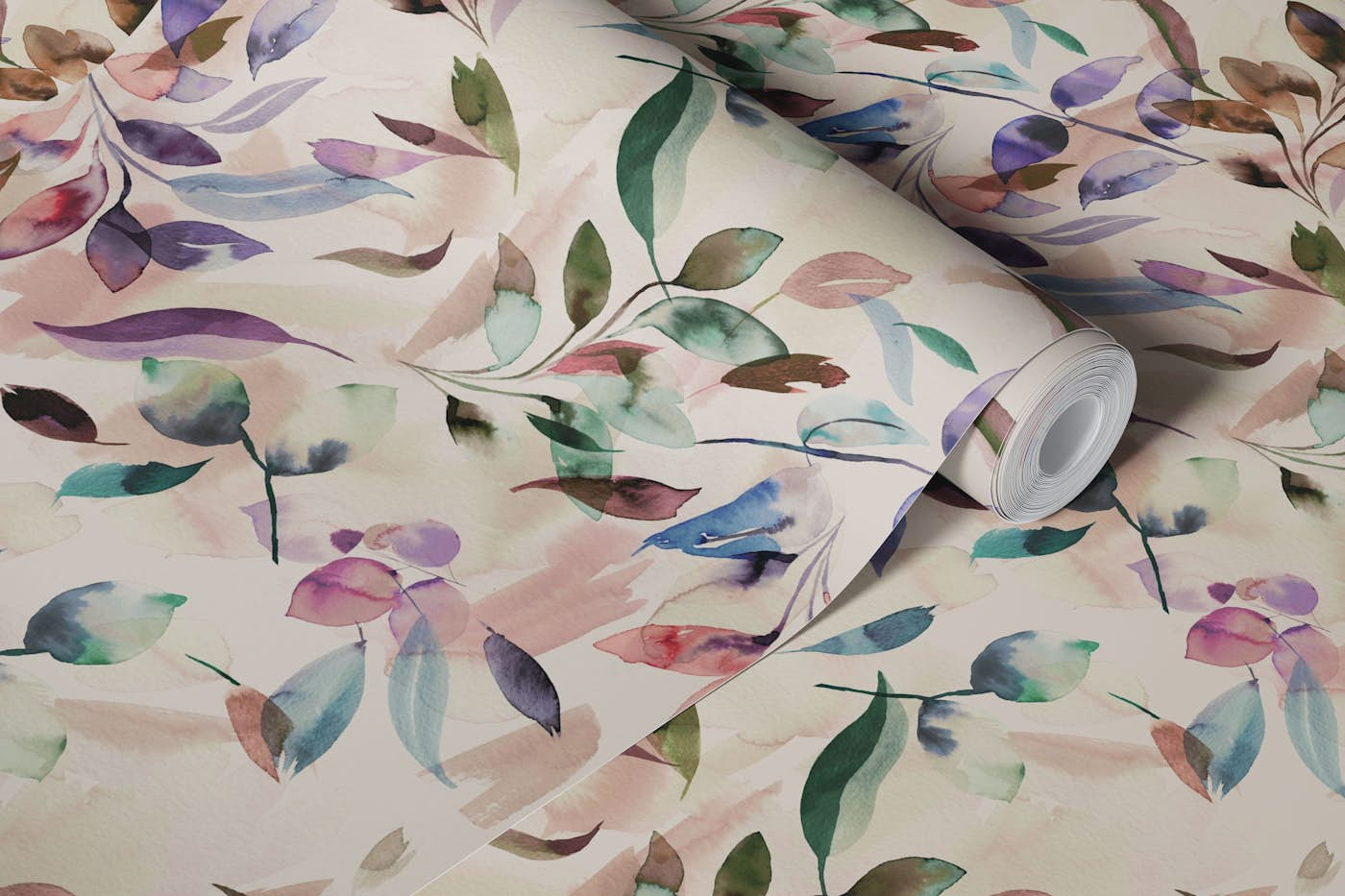 Mystic leaves Daylight nature Beige wallpaper roll