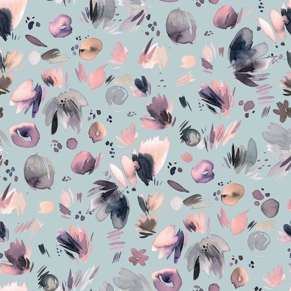 Abstract floral Pastel blue
