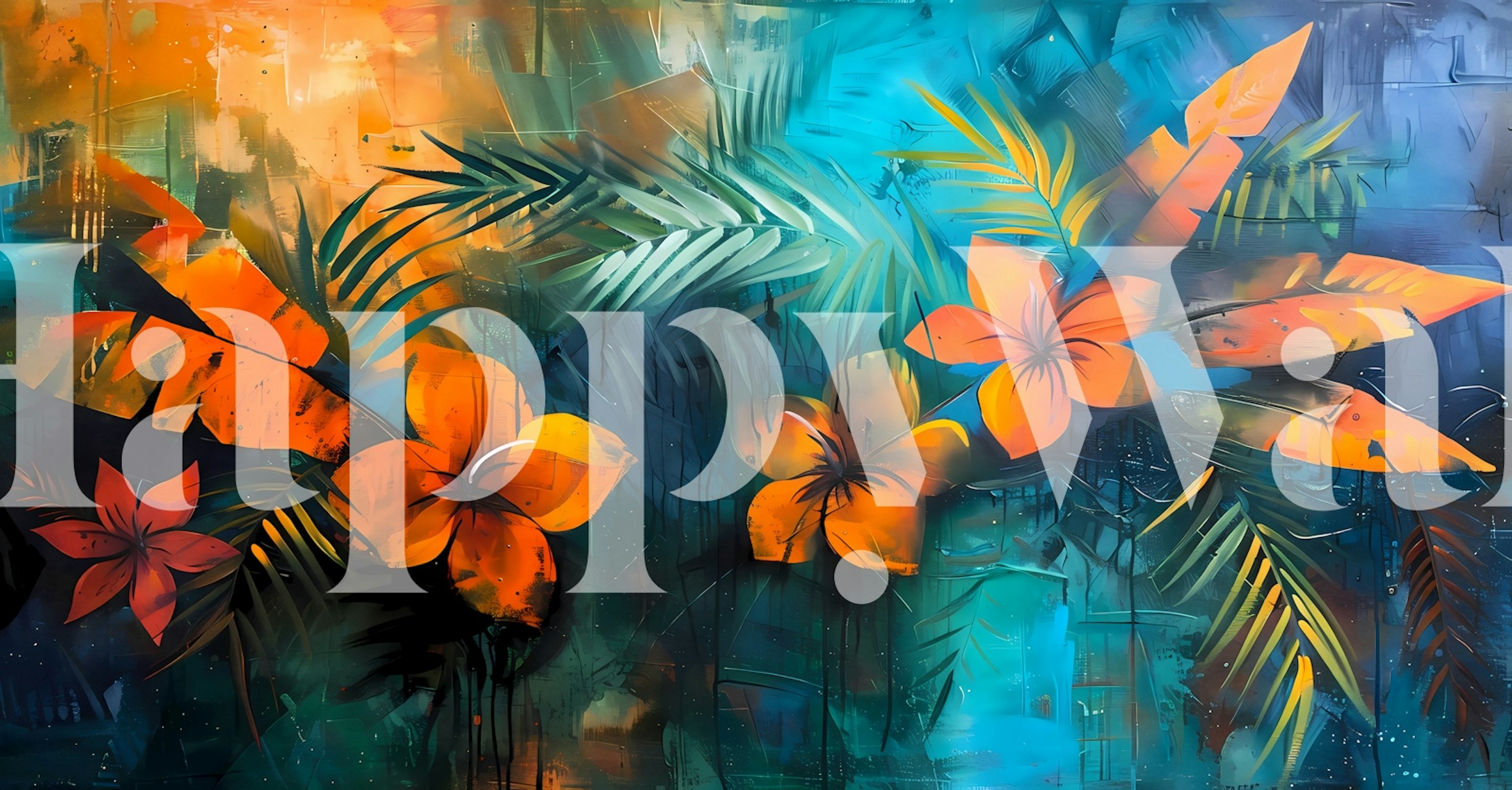 Tropical Garden 35 vibrant wallpaper in a room