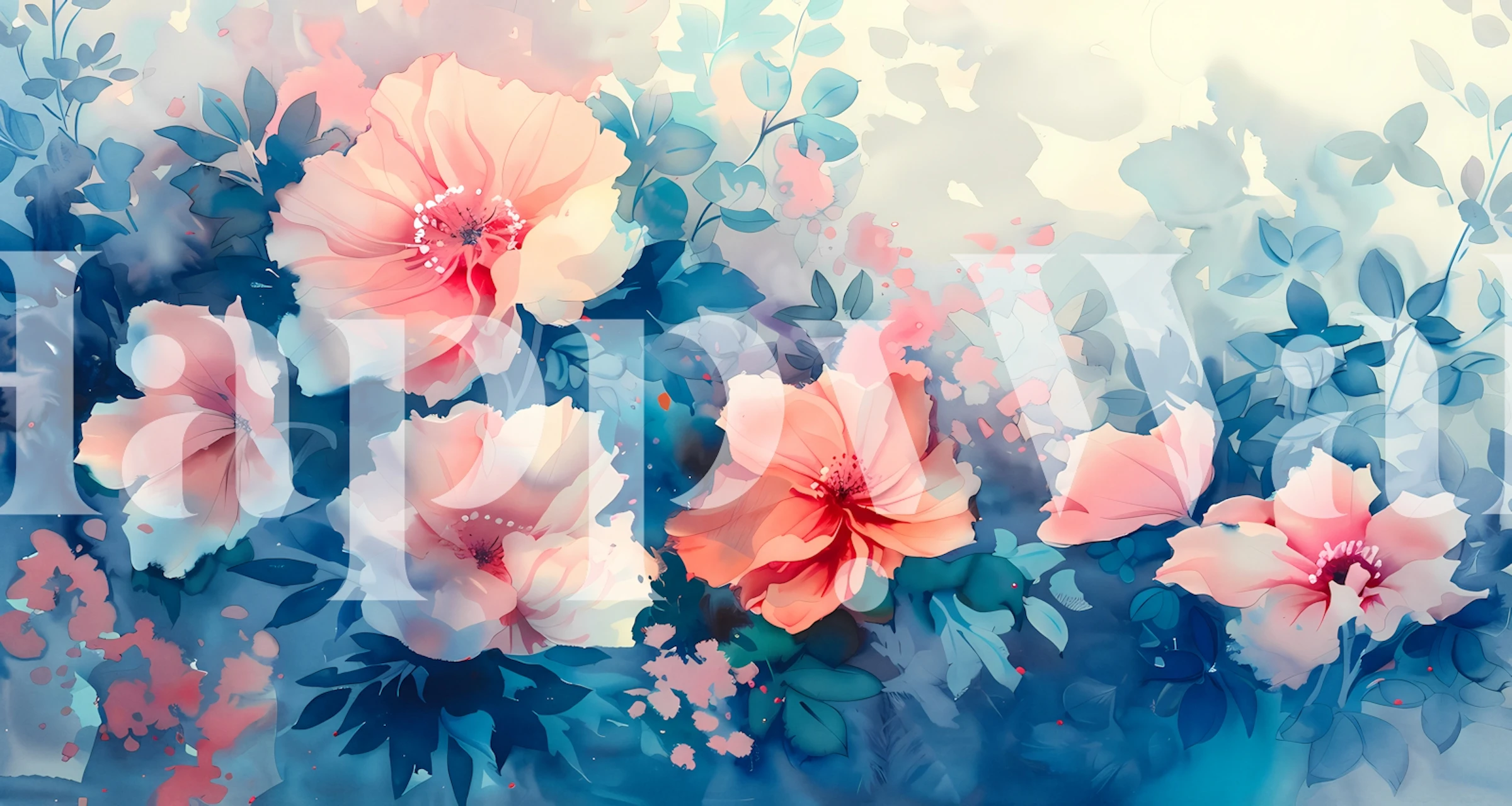 Colorful floral wallpaper in a room