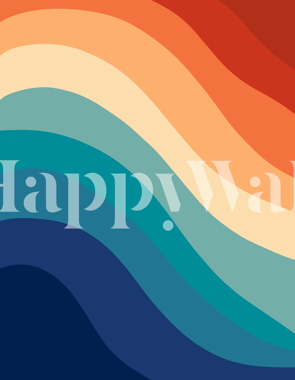 Colorful waves in orange, teal, cream, and navy wallpaper