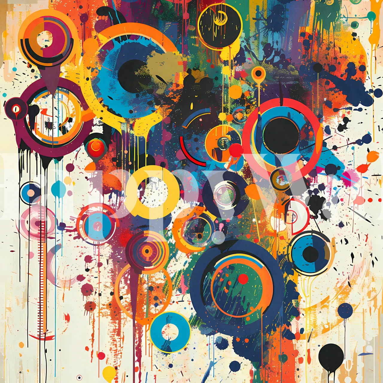 Papier peint coloré Circles 10 dans une pièce