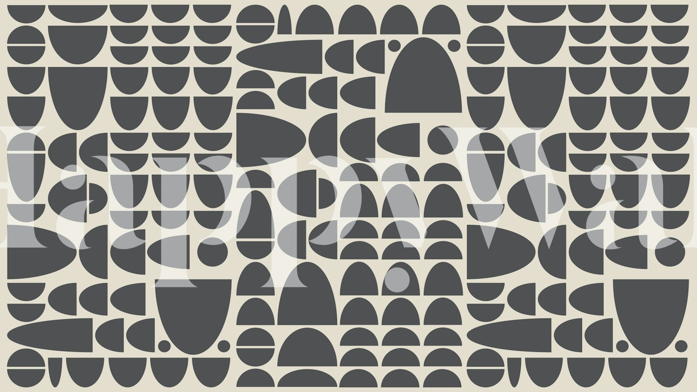 Geometric patterns in grey and cream on Bauhaus wallpaper