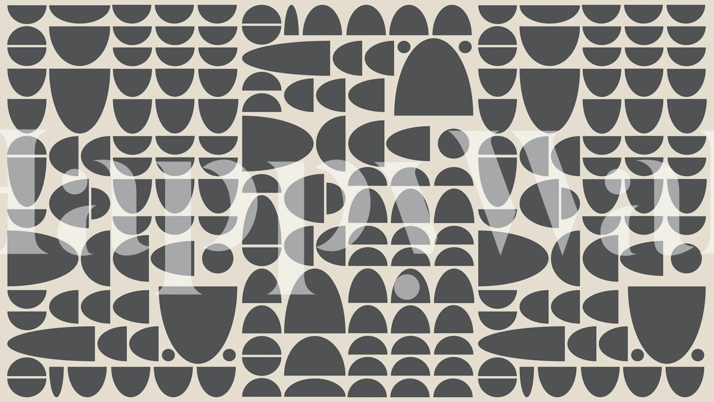 Geometric patterns in grey and cream on Bauhaus wallpaper