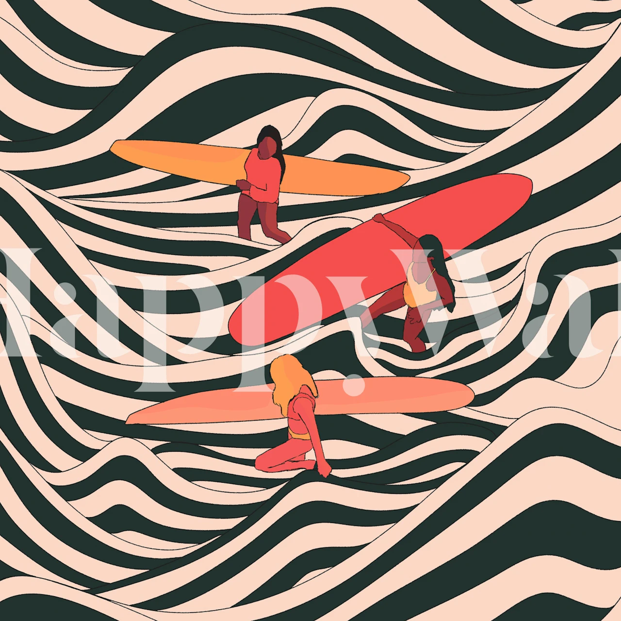 Design della carta da parati per il surf in una stanza