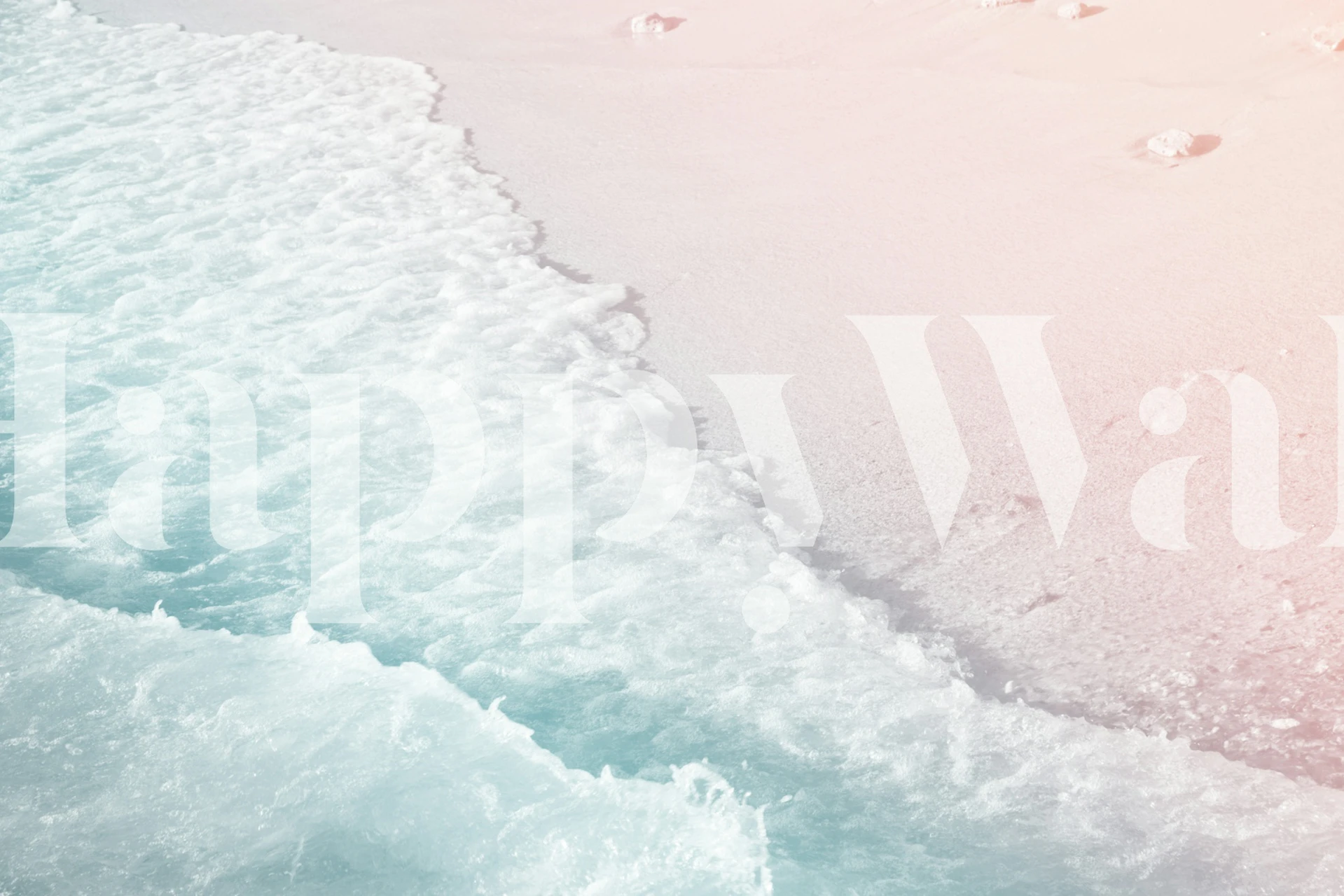 Aqua and soft pink wavy ocean wallpaper