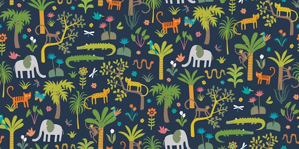 Joyful Jungle - Multi on navy - Large